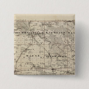 Kaart van Jones County, staat Iowa Vierkante Button 5,1 Cm