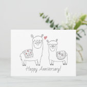 Kaart van Jubileum van Whimsical Llamas (Staand voorkant)