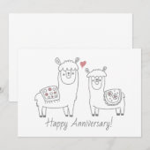 Kaart van Jubileum van Whimsical Llamas (Voorkant / Achterkant)