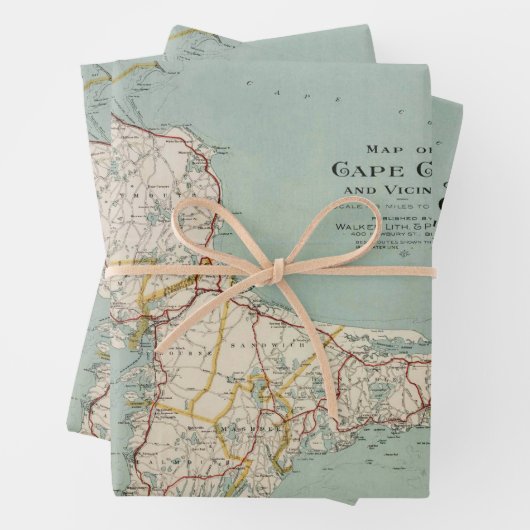 kaart van Kaap en massachusetts Inpakpapier Vel (In situ)