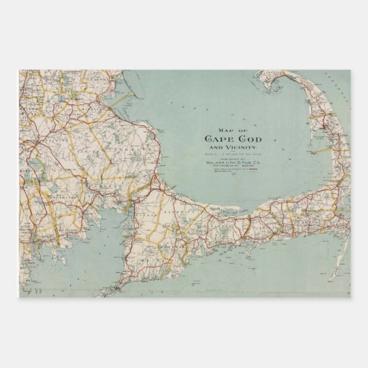  kaart van Kaap en massachusetts Inpakpapier Vel (Voorkant)