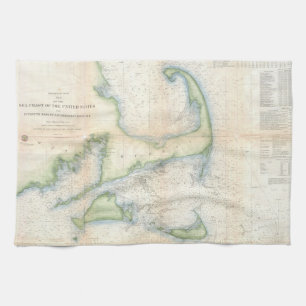  kaart van kabeljauw (1857) theedoek