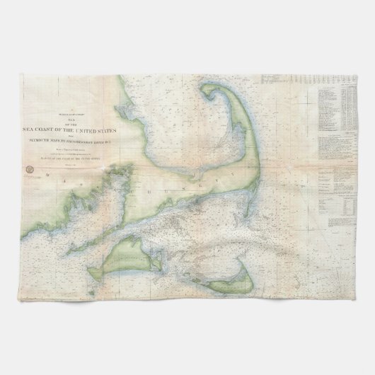 kaart van kabeljauw (1857) theedoek (Horizontaal)