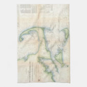 kaart van kabeljauw (1857) theedoek (Verticaal)