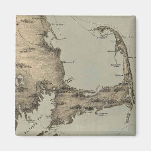  kaart van kabeljauw (1885) magneet (Voorkant)