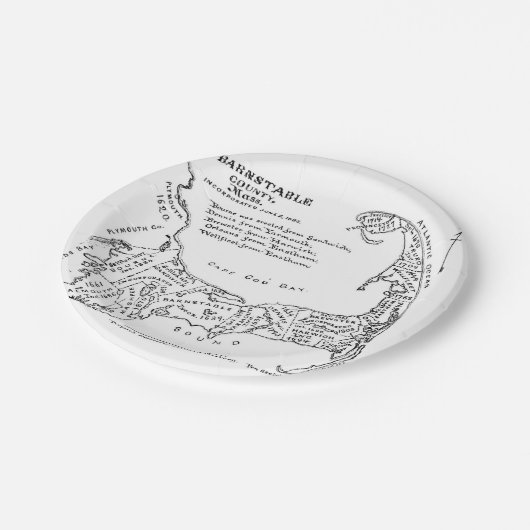  kaart van kabeljauw (1890) papieren bordje (Gekanteld)