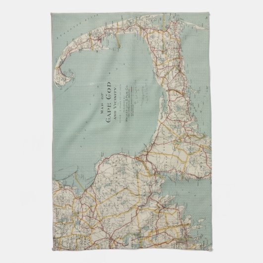  kaart van kabeljauw (1917) theedoek (Verticaal)