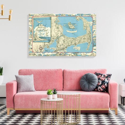  kaart van kabeljauw (1945) canvas afdruk (Insitu (Woonkamer))