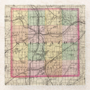 Kaart van Kalamazoo County, Michigan Glazen Onderzetter