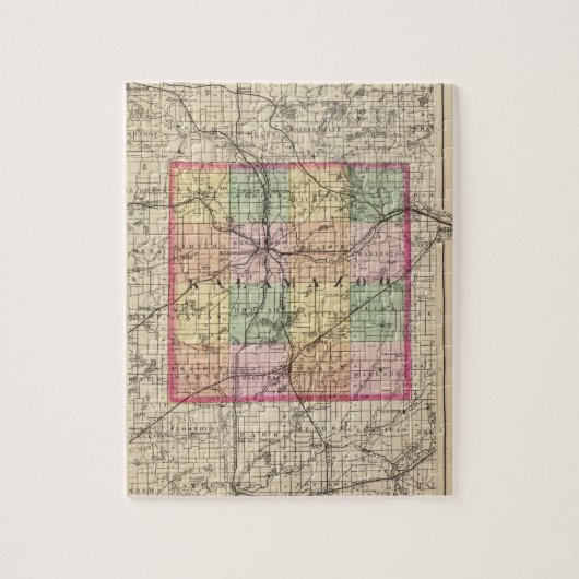 Kaart van Kalamazoo County, Michigan Legpuzzel (Verticaal)