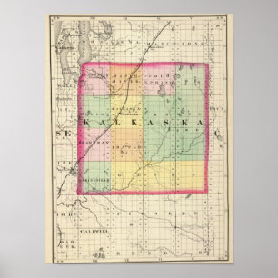 Kaart van Kalkaska County, Michigan Poster