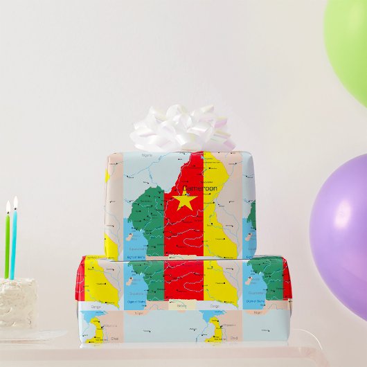 Kaart van Kameroen met onmiddellijke verpakking Cadeaupapier