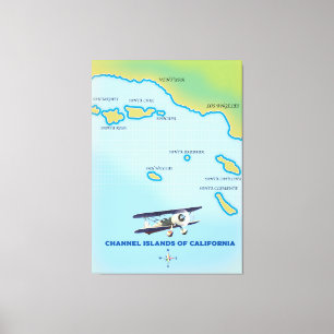 Kaart van Kanaaleilanden van Californië Canvas Afdruk