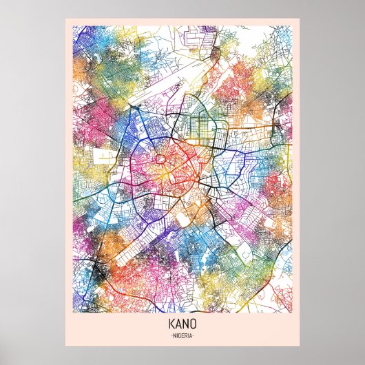 Kaart van Kano Nigeria Poster (Voorkant)