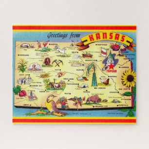 Kaart van Kansas 16x20 Legpuzzel