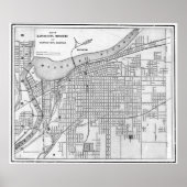  kaart van Kansas City Missouri (1901) BW Poster (Voorkant)