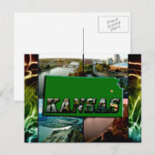 Kaart van Kansas en foto's (Voorkant / Achterkant)