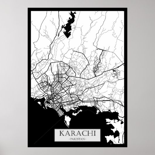 Kaart van Karachi, Pakistan Poster (Voorkant)