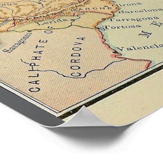 Kaart van Karel de Grote (1886) Poster (Hoek)