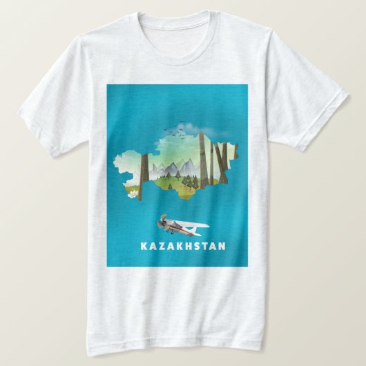 Kaart van Kazachstan T-shirt (Design voorkant)