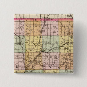 Kaart van Kent County, Michigan Vierkante Button 5,1 Cm