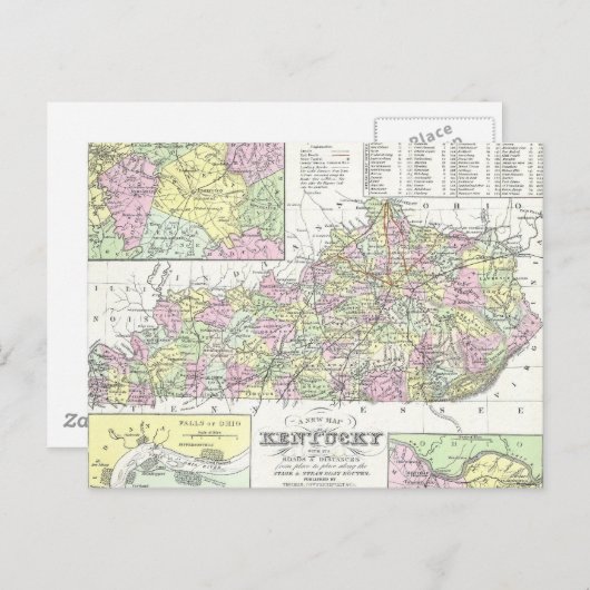  kaart van Kentucky (1850) (Voorkant / Achterkant)