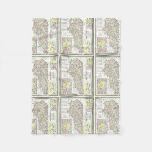 kaart van Kentucky (1850) Fleece Deken (Voorkant)