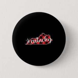 Kaart van Kentucky Buffalo Plaid Kerstmis Ky Kent Ronde Button 5,7 Cm
