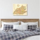 Kaart van Kentucky en Tennessee Canvas Afdruk (Insitu (Slaapkamer))