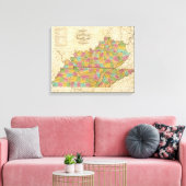 Kaart van Kentucky en Tennessee Canvas Afdruk (Insitu (Woonkamer))