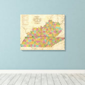 Kaart van Kentucky en Tennessee Canvas Afdruk (Insitu (Houten vloer))