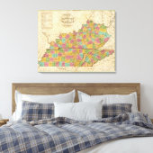 Kaart van Kentucky en Tennessee Canvas Afdruk (Insitu (Slaapkamer))