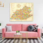 Kaart van Kentucky en Tennessee Canvas Afdruk (Insitu (Woonkamer))