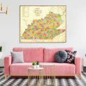 Kaart van Kentucky en Tennessee Canvas Afdruk (Insitu (Woonkamer))