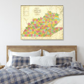 Kaart van Kentucky en Tennessee Canvas Afdruk (Insitu (Slaapkamer))