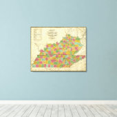 Kaart van Kentucky en Tennessee Canvas Afdruk (Insitu (Houten vloer))