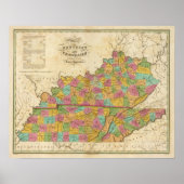 Kaart van Kentucky en Tennessee Poster (Voorkant)
