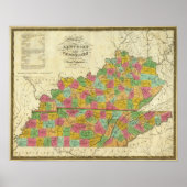 Kaart van Kentucky en Tennessee Poster (Voorkant)