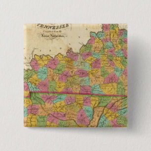 Kaart van Kentucky en Tennessee Vierkante Button 5,1 Cm