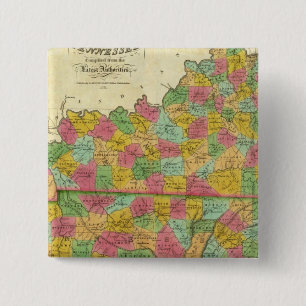 Kaart van Kentucky en Tennessee Vierkante Button 5,1 Cm