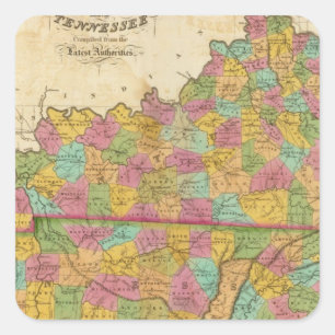 Kaart van Kentucky en Tennessee Vierkante Sticker