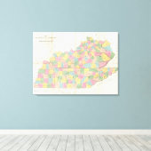 Kaart van Kentucky & Tennessee Canvas Afdruk (Insitu (Houten vloer))