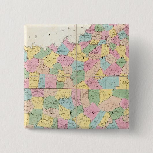 Kaart van Kentucky & Tennessee Vierkante Button 5,1 Cm (Voorkant)