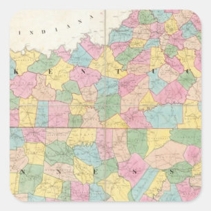 Kaart van Kentucky & Tennessee Vierkante Sticker