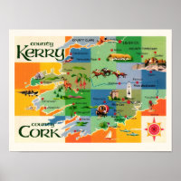 Kaart van Kerry & Cork in Ierland