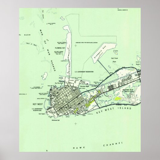  kaart van Key West Florida (1943) Poster (Voorkant)