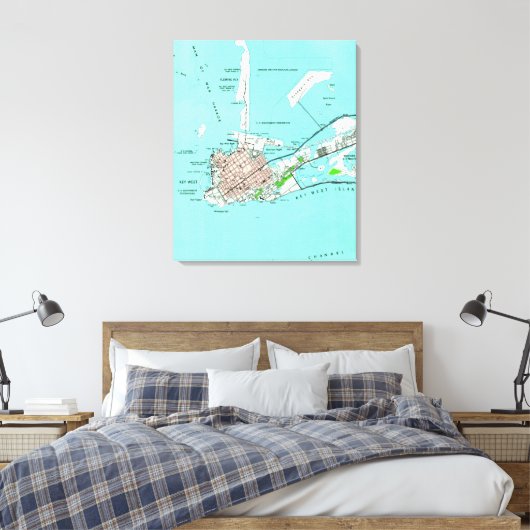 kaart van Key West Florida (1962) Canvas Afdruk (Insitu (Slaapkamer))