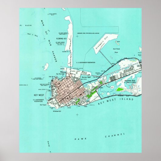 kaart van Key West Florida (1962) Poster (Voorkant)