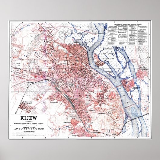  kaart van Kiev Ukraine (1918) Poster (Voorkant)