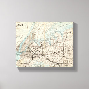 Kaart van Kings, Queens, Long Island Canvas Afdruk